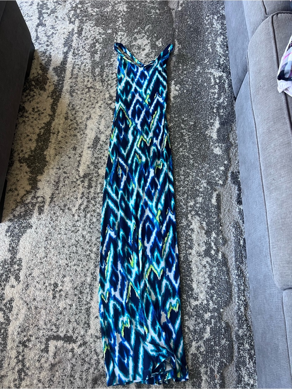 Tart Blue Multi-Color Printed Maxi Dress